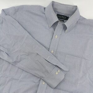 Ralph Lauren Men's Button Down Shirt Non Iron Blue White Check‎ Pattern 17 33/34